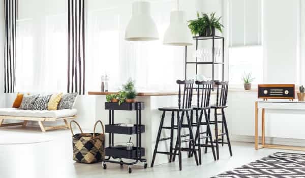 White Table and Chairs with Gingham Cushions